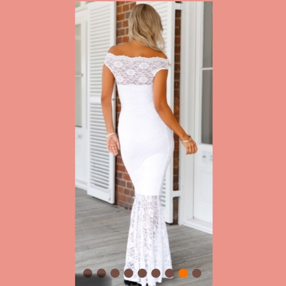 🤍HP🎉 Off-the-Shoulders Lace Bardot Dress 💐 - Picture 2 of 6